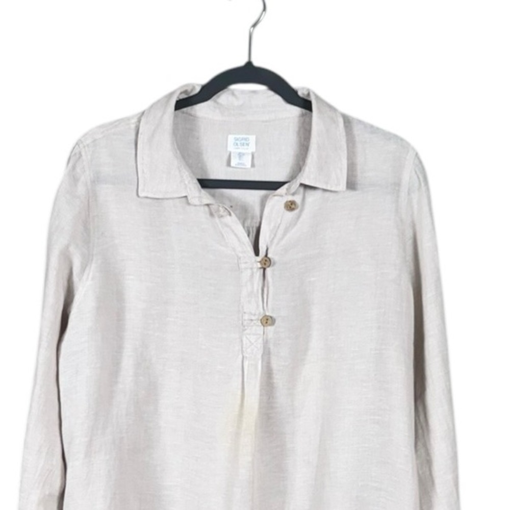 Sigrid Olsen Womens Linen Shirt Button Down Large Beachy Lagenlook Oversized - Picture 3 of 6